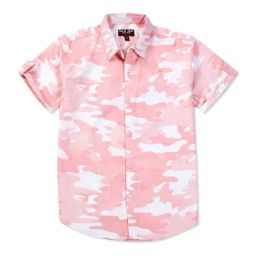Gini & Jony Kids Pink & White Cotton Camouflage Shirt-image-62