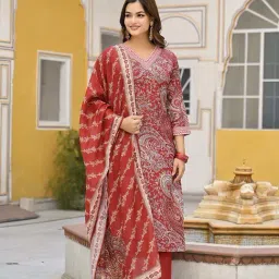 Vaamsi Red Printed Kurta Sets-picture-3