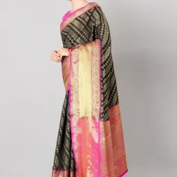 Silk Land Green Silk Woven Saree With Unstitched Blouse image 3
