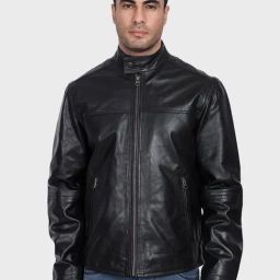 Justanned Black Leather Solid Long Sleeves Jacket-picture-31