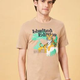 Urban Ranger by Pantaloons Natural Cotton Slim Fit Printed T-Shirt-image-7