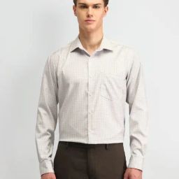 Arrow Purple Cotton Regular Fit Checks Shirt-image-67