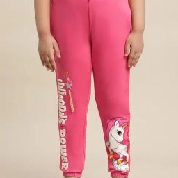 Kidsville Printed Pink Joggers For Girls-image-28