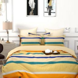 Aura Striped 144 TC King Double Bedsheet with 2 Pillow Covers-image-4