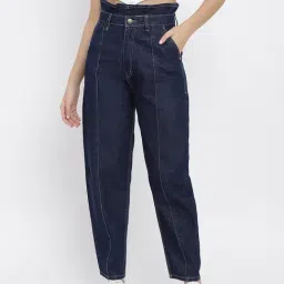 Tales & Stories Dark Blue Relaxed Fit High Rise Jeans-image-22