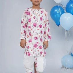 Little Bansi Boys Cream Printed Regular Fit Kurta Set-picture-19