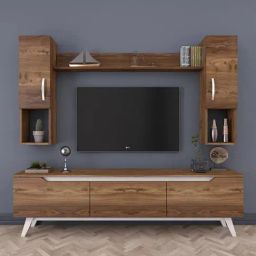 Spyder Craft Brown Engineered Wood TV Unit with Wall Shelves with Storage-34