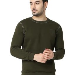 Spykar Green Blended Slim Fit Full Sleeves Sweatshirt-picture-36