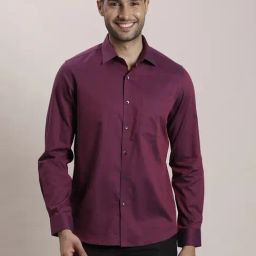 Turtle Maroon Cotton Regular Fit Texture Shirt-picture-22