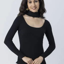 Moomaya Black Slim Fit Top-image-60