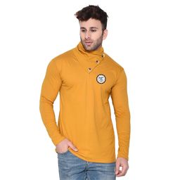 BEYOU FASHION Men Solid Long Sleeves Mandarin Collar Casual T-shirt-image-83