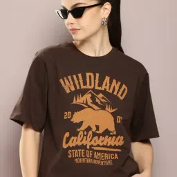 Dillinger Brown Cotton Graphic Print Oversized T-Shirt-image-79