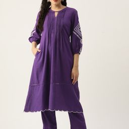 MISRI Women Ethnic Motifs Embroidered Regular Kurta with Palazzos-image-82