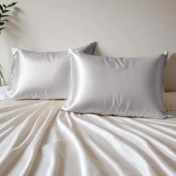 Layers Silver Grey 85 GSM Micro Satin Silk Pillow Covers - Set of 2-47