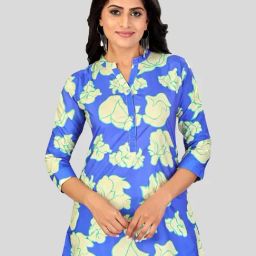 Saree Swarg Blue Printed Short Kurti-image-73