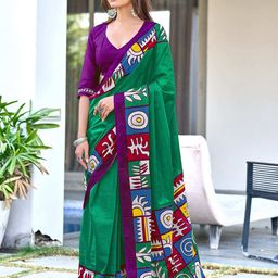 PEENGAX Pure Cotton Bagru Saree-image-7