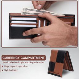 JND Men Dual-Tone Leather Wallet with Multiple Card Slots & Coin Pocket image 3