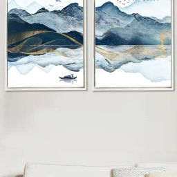 Art Street White Canvas Framed Nature Theme Canvas Art Print Painting - Set of 2-picture-11