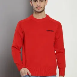 Tommy Hilfiger Red Cotton Relaxed Fit Sweatshirt-image-10