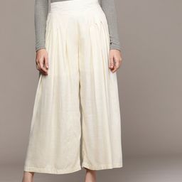 aarke Ritu Kumar Relaxed Flared Pleated Trousers-image-85