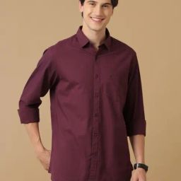 CAVALLO by Linen Club Purple Contemporary Fit Shirt-picture-25