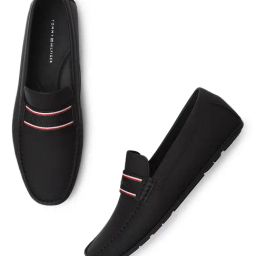 TOMMY HILFIGER Black Leather Men Slip-On Shoes-image-3