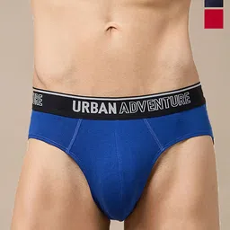 URBAN ADVENTURE 3-Pcs Mid-Rise Anti-Bacterial Basic Briefs 3UAM-002(NAVY-RED-ROYAL)-image-69