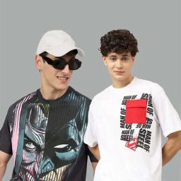 Free Authority Dark Grey & White Regular Fit Dc Comics Printed Crew T-Shirt - Pack of 2-image-19