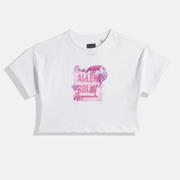 Allen Solly Junior Girls Brand Logo Printed Pure Cotton Crop T-shirt-image-85