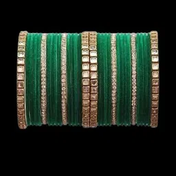 SAVORADE Set Of 32 Green Stainless Steel Bangle-picture-47