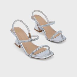 Sole To Soul Embellished Square Toe Party Kitten Sandals Heels-10