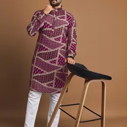 BALAJI CREATION Men Pink Jacquard Kurtas-picture-34