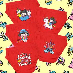 NUSYL Girls Pack Of 5 Printed Cotton Basic Briefs-41