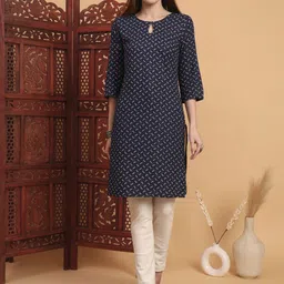 Anouk Rustic Abstract Printed Keyhole Neck Three-Quarter Sleeves Straight Kurta-44