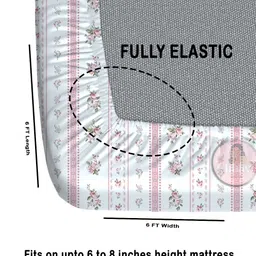 CHHAVI INDIA Pink & Off White Printed 210 TC Microfiber Queen Bedsheet Set 1.83 m x 1.98 m-9