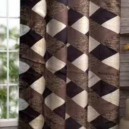 BELLA TRUE Brown & White Geometric Printed Long Door Curtain-image-61