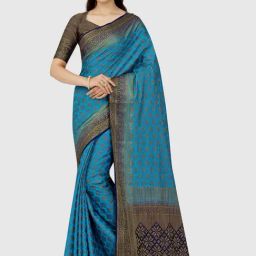 Mimosa Blue Woven Patola Saree With Blouse-image-11