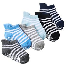 Momisy Ankle Length Non Slip Socks Multicolour 6 Pairs Striped - Multicolour-image-87