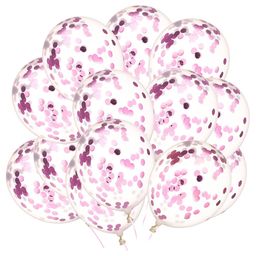 Bubble Trouble Transparent Balloons Bouquet Combo with Re Filled Confetti & Ribbons Pack of 10 - Pink-5