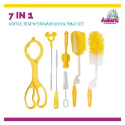 Adore Basics 7 in 1 Baby Bottle Cleaning Brush kit with Scissor Tong-12
