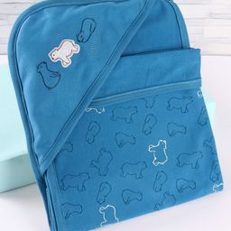 Zero Interlock Towel & Wrapper Bear Print L 84 x 80 cm - Blue-image-29