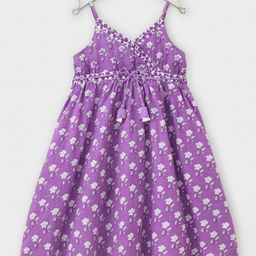 Babyhug Cotton Woven Sleeveless Floral Printed Ethnic Dress - Purple-image-99