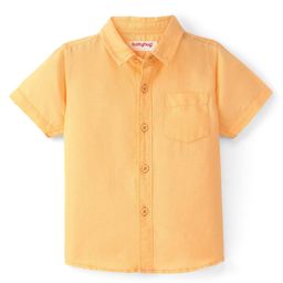 Babyhug Cotton Half Sleeves Kurta Style Solid Colour Shirt - Buff Orange-image-36