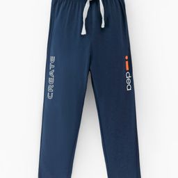 Doreme Single Jersey Full Length Track Pant Text Print - Berry Navy-picture-10
