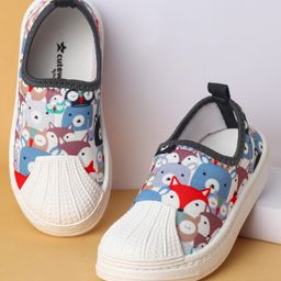 Cute Walk by Babyhug Slip On Casual Shoes with Owl Print - Grey & White-image-77