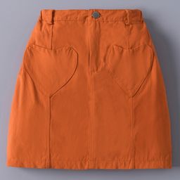 Mark & Mia Cotton Solid Color Skirt with Hearts Shaped Pocket - Orange-image-120
