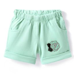 Tango Looper Knit Knee Length Shorts With Rose Patch - Green-image-49