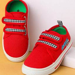 Cute Walk by Babyhug Velcro Closure Casual Shoes with Checks - Red-image-85