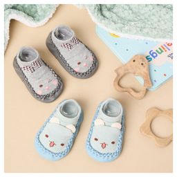Kicks & Crawl Pack Of 2 Baby Animals Designed & Colour Blocked Booties - Blue & Grey-6