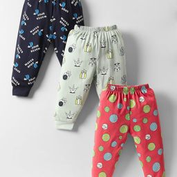 CUCUMBER Cotton Knit Full Length Sports Theme Printed Leggings Pack of 3 - Black Red & Sea Green-image-79